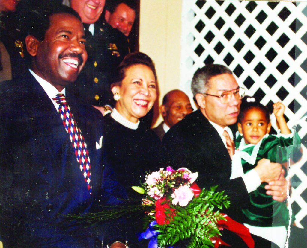 (Left-right): Frank Fountain, Chairman, Walter P. Chrysler Museum Foundation; Alma Powell, wife of General Colin L. Powell, and General Powell